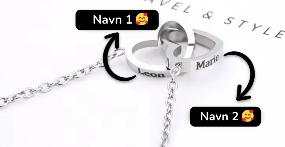 Evig rose - dobbelt hjertehalskæde med personlig indgravering