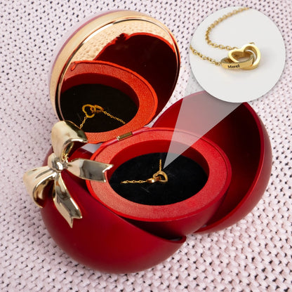 Evig rose - dobbelt hjertehalskæde med personlig indgravering